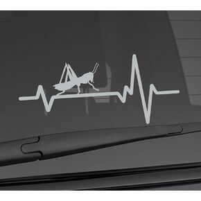 Heart Beat Line Heartbeat Animal Grasshopper Insect Caelifera Orthoptera Love Car Vinyl Sticker Wall Decal 3.75" x 8" (Regular White)(Available in 20 Vinyl Colors) in Saudi Arabia
