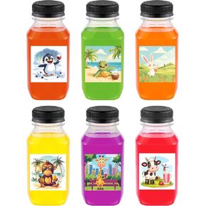 6PCS Juice Bottles with Caps, Reusable Plastic Small Empty Juicer Bottles for Juicing and Drinks (10oz, Stylish Labels) in Saudi Arabia