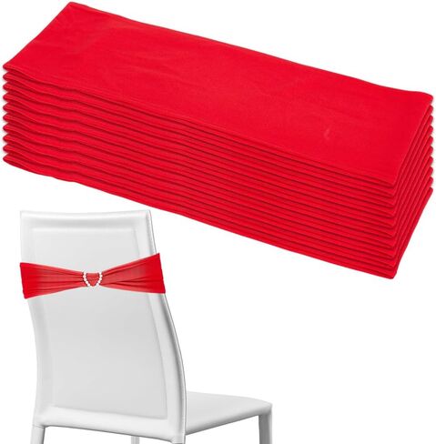 AHANDMAKER 10 Pcs Stretch Spandex Chair Bands Red Universal Elastic Chair Sashes Bows Without Buckle Chair Cover Band for Wedding Party Hotel Event Ceremony Reception Banquet Decorations in Saudi Arabia