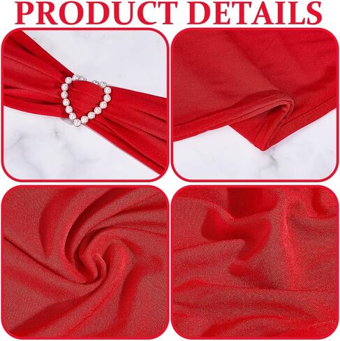 AHANDMAKER 10 Pcs Stretch Spandex Chair Bands Red Universal Elastic Chair Sashes Bows Without Buckle Chair Cover Band for Wedding Party Hotel Event Ceremony Reception Banquet Decorations in Saudi Arabia