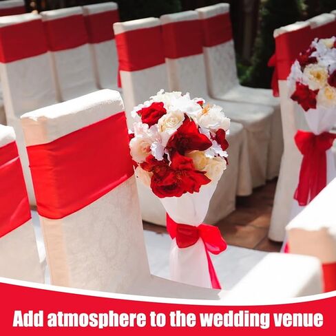 AHANDMAKER 10 Pcs Stretch Spandex Chair Bands Red Universal Elastic Chair Sashes Bows Without Buckle Chair Cover Band for Wedding Party Hotel Event Ceremony Reception Banquet Decorations in Saudi Arabia