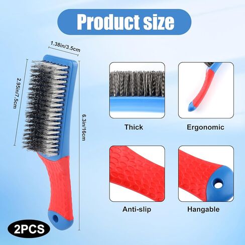 فرش سلك 2 مساءً لتنظيفها 6.3 بوصة فرشاة خدش سلك الفولاذ المقاوم للصدأ ، فرش سلك مقبض مغطاة من المطاط لتنظيف صدأ تنظيف الطلاء in Kuwait