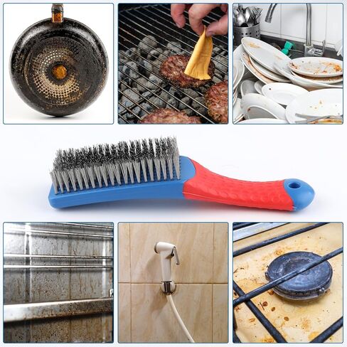 فرش سلك 2 مساءً لتنظيفها 6.3 بوصة فرشاة خدش سلك الفولاذ المقاوم للصدأ ، فرش سلك مقبض مغطاة من المطاط لتنظيف صدأ تنظيف الطلاء in Kuwait