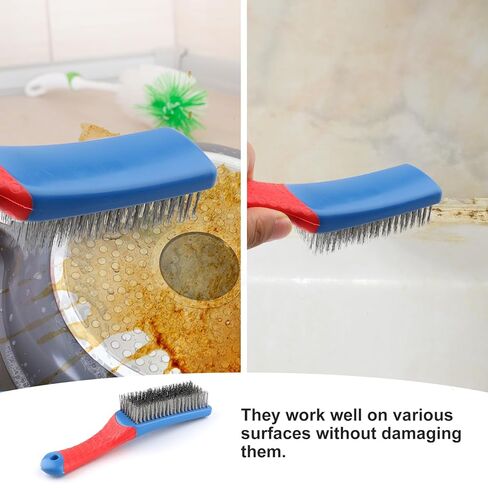 فرش سلك 2 مساءً لتنظيفها 6.3 بوصة فرشاة خدش سلك الفولاذ المقاوم للصدأ ، فرش سلك مقبض مغطاة من المطاط لتنظيف صدأ تنظيف الطلاء in Kuwait