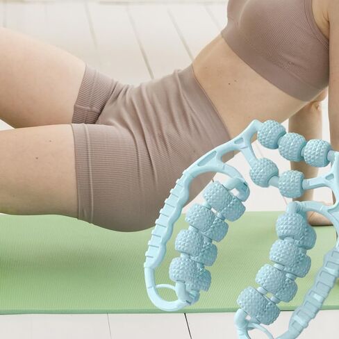 Massage Roller Leg Massage Tool 21 Wheels Exercise Versatile Portable Circular Leg Clamp for Men Forearm Arms, Green in Saudi Arabia