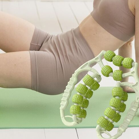 Massage Roller Leg Massage Tool 21 Wheels Exercise Versatile Portable Circular Leg Clamp for Men Forearm Arms, Green in Kuwait