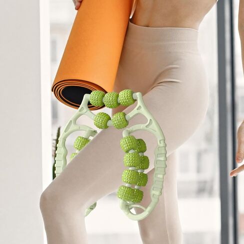 Massage Roller Leg Massage Tool 21 Wheels Exercise Versatile Portable Circular Leg Clamp for Men Forearm Arms, Green in Kuwait