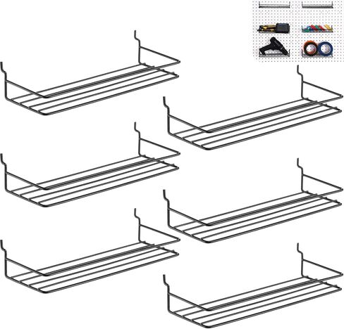 Blulu 6 Pack Small Pegboard Shelf Pegboard Hooks ، الجدار المعدني الجرف الجرف لمرآب غرفة نوم المنزل ، أسود in Saudi Arabia