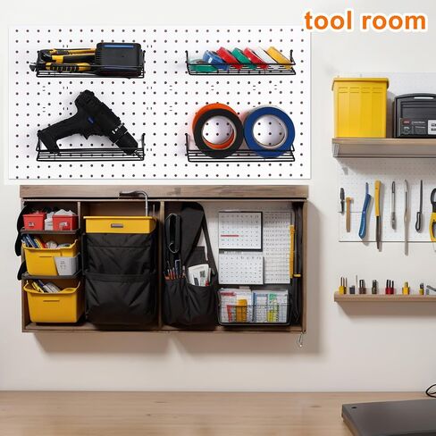Blulu 6 Pack Small Pegboard Shelf Pegboard Hooks ، الجدار المعدني الجرف الجرف لمرآب غرفة نوم المنزل ، أسود in Saudi Arabia