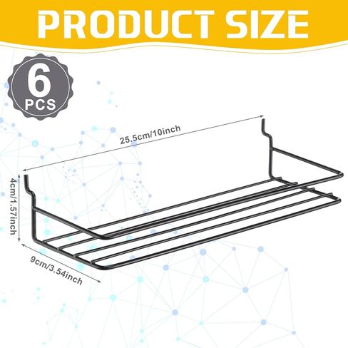 Blulu 6 Pack Small Pegboard Shelf Pegboard Hooks ، الجدار المعدني الجرف الجرف لمرآب غرفة نوم المنزل ، أسود in Saudi Arabia
