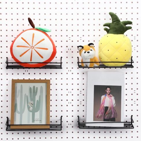 Blulu 6 Pack Small Pegboard Shelf Pegboard Hooks ، الجدار المعدني الجرف الجرف لمرآب غرفة نوم المنزل ، أسود in Saudi Arabia