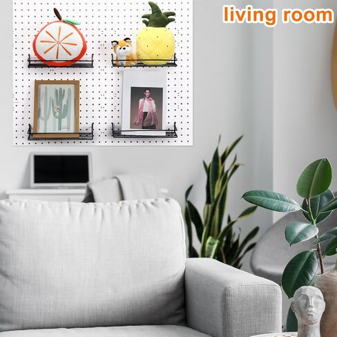 Blulu 6 Pack Small Pegboard Shelf Pegboard Hooks ، الجدار المعدني الجرف الجرف لمرآب غرفة نوم المنزل ، أسود in Saudi Arabia