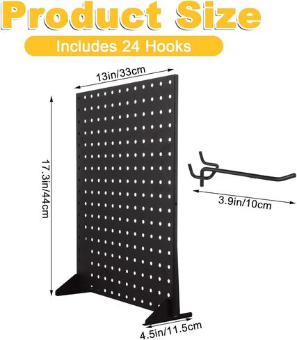 SHUESS 2Pcs Metal Peg Board Display Stand with 24 Peg Hooks Tabletop Pegboard Display Merchandise Display Rack for Selling Accessories, Display Stands for Boutique, Stores, Vendors & Events (17x13 Inch) in Saudi Arabia