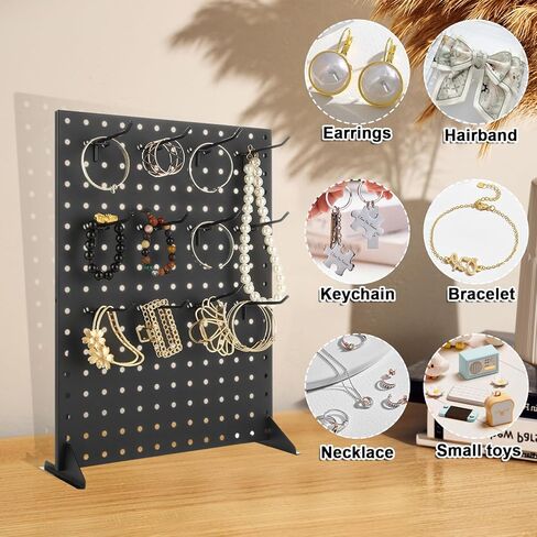 SHUESS 2Pcs Metal Peg Board Display Stand with 24 Peg Hooks Tabletop Pegboard Display Merchandise Display Rack for Selling Accessories, Display Stands for Boutique, Stores, Vendors & Events (17x13 Inch) in Saudi Arabia