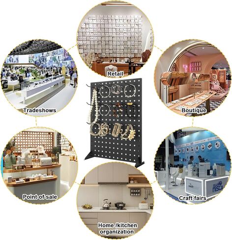 SHUESS 2Pcs Metal Peg Board Display Stand with 24 Peg Hooks Tabletop Pegboard Display Merchandise Display Rack for Selling Accessories, Display Stands for Boutique, Stores, Vendors & Events (17x13 Inch) in Saudi Arabia