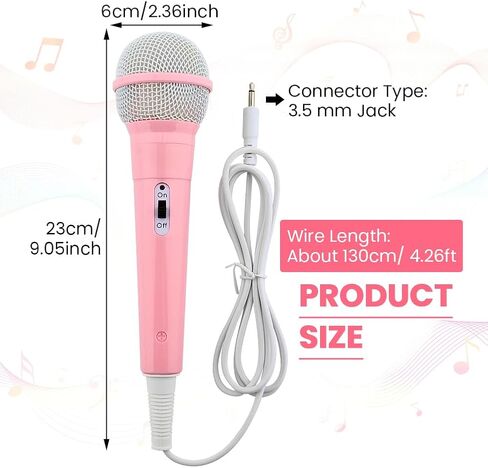 Wired Microphone, Wired Dynamic Microphone 3.5mm Jack Lightweight No Battery for Kids Singing Mechine Home (Pink) in Saudi Arabia