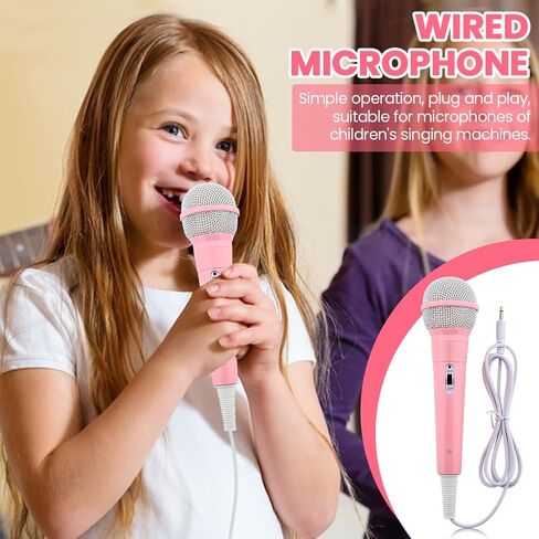 Wired Microphone, Wired Dynamic Microphone 3.5mm Jack Lightweight No Battery for Kids Singing Mechine Home (Pink) in Saudi Arabia