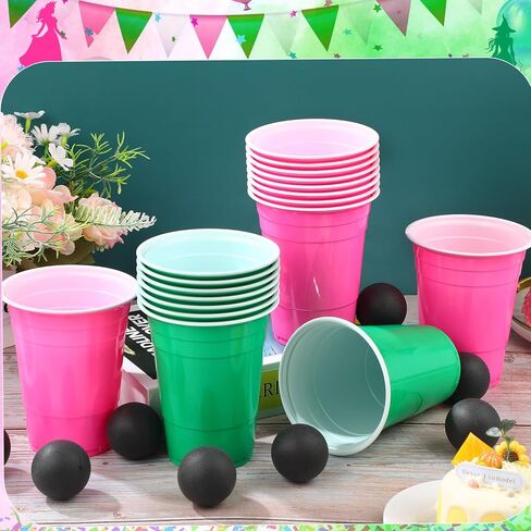 30 PCS CUP TABLE TENNIS GAME SET 22 COSTION PAST CUPS 15 OZ و 8 كرات سوداء قابلة لإعادة الاستخدام باللونين الوردي والكؤوس الخضراء للمشروبات عيد ميلاد عيد الميلاد عيد الميلاد العام الجديد ألعاب الحفلات in Kuwait