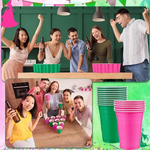 30 PCS CUP TABLE TENNIS GAME SET 22 COSTION PAST CUPS 15 OZ و 8 كرات سوداء قابلة لإعادة الاستخدام باللونين الوردي والكؤوس الخضراء للمشروبات عيد ميلاد عيد الميلاد عيد الميلاد العام الجديد ألعاب الحفلات in Kuwait
