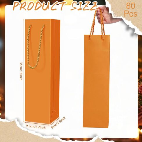 Fulmoon 80 Pack Wine Gift Bag Bulk Wine Bottle Paper Gift Bags Reusable Handbags Liquor Bottle Handbags with Handles for Shopping Wedding Party Birthday 3.7 x 3.5 x 14 Inch(Black) in Saudi Arabia