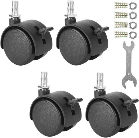 Swivel Caster Wheels, Black Nylon M8 Threaded Stem Caster Wheels, Heavy Duty Swivel Stem Casters Wheels Replacement for Furniture, Table, Cabinet, Shelf (1.5 Inch Stem Casters) in Saudi Arabia