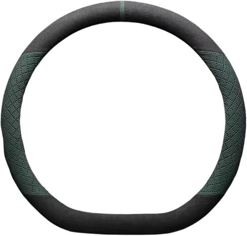 Carbon Fiber Steering Wheel Cover Car Steering Wheel Covers Cowhide Suede Steering Wheel Cover Wrap Universal 37-38cm Protector Universal Fit(D Shape Black Gray) in Saudi Arabia