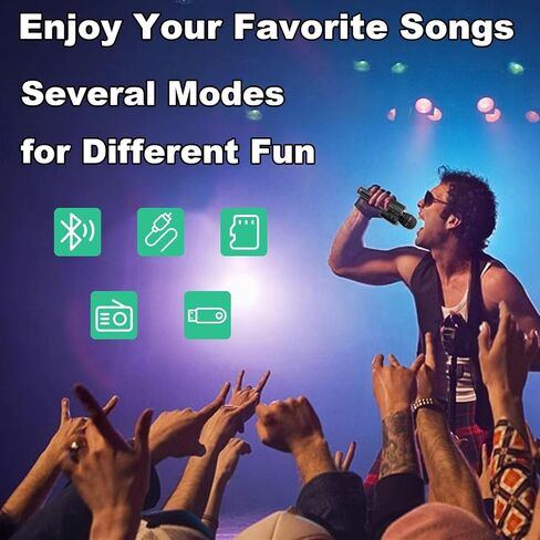 Wireless Bluetooth Karaoke Microphone Portable Handheld Mic Speaker 3-in-1 for All Smartphones Gifts Black in Saudi Arabia