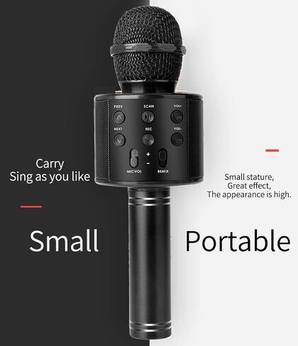 Wireless Bluetooth Karaoke Microphone Portable Handheld Mic Speaker 3-in-1 for All Smartphones Gifts Black in Saudi Arabia