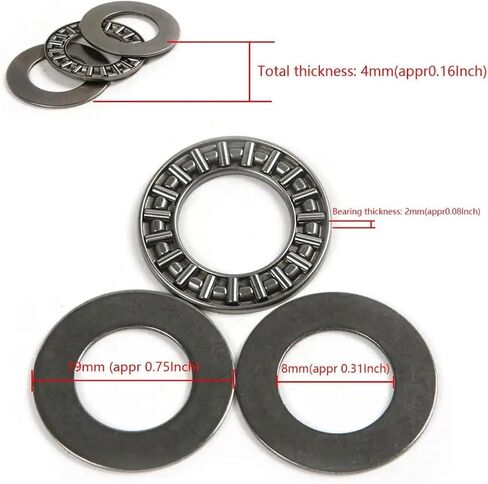 10 Sets 3-in-1 AXK0619- AXK1730+2AS Thrust Needle Flat Roller Bearings with Two Washers Thrust Bearings Thrust Ball Bearing(AXK0819 8x19mm) in Saudi Arabia