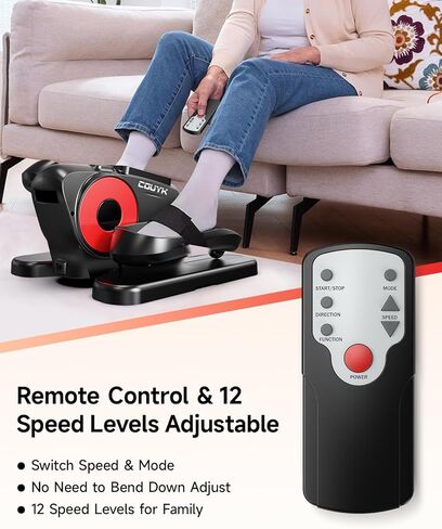 Under Desk Elliptical Machine,Electric Ellipse Leg Exerciser for Seniors Adults,Quite Portable with Display Monitor,Non-Slip Foot Straps and Remote Control and 12 Adjustable Speeds in Saudi Arabia