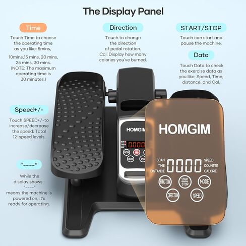 Homgim Under Desk Elliptical Machine - تمرين ساق مهيئ هادئ مع برامج يدوي عن بُعد ، برامج تلقائية/3 سرع in Kuwait