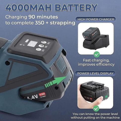 Electric Strapping Machine Welding Strapping Tool Battery Powered Charged Banding Machine for PP PET Straps Automatic Pallet Strapping Machine,1battery in Kuwait