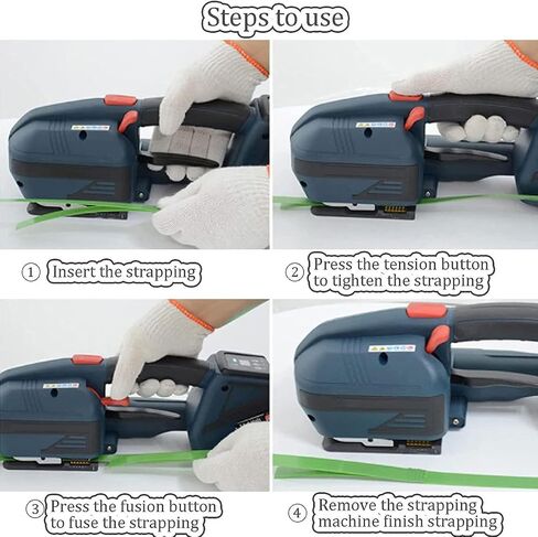 Electric Strapping Machine Welding Strapping Tool Battery Powered Charged Banding Machine for PP PET Straps Automatic Pallet Strapping Machine,1battery in Kuwait