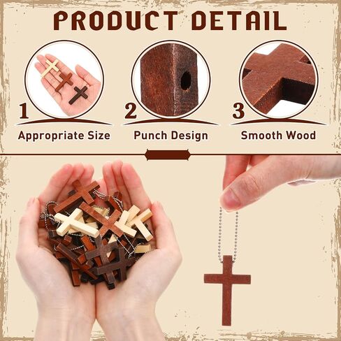 Bucherry 200 PCS Mini Wooden Cross Charm Small Wood Cross Prendant Hanging Ornament for Men Women Diy Necklace Starring Jewelry Mark in Kuwait