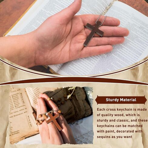 Bucherry 200 PCS Mini Wooden Cross Charm Small Wood Cross Prendant Hanging Ornament for Men Women Diy Necklace Starring Jewelry Mark in Kuwait