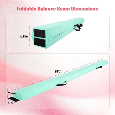 Fahkns 8ft قابلة للطي شعاع التوازن: حزمة أرضية للجمباز-معدات Gymnastics للأطفال ، قاع ناتج عن ذلك ، محمل حقيبة للمنزل in Kuwait