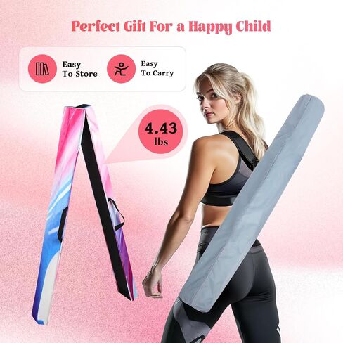 FAHKNS 8FT Folding Balance Beam: Gymnastics Floor Beam -Gymnastics Equipment for Kids,Foam core-Anti-Slip Bottom and Carrying Bag for Home in Saudi Arabia