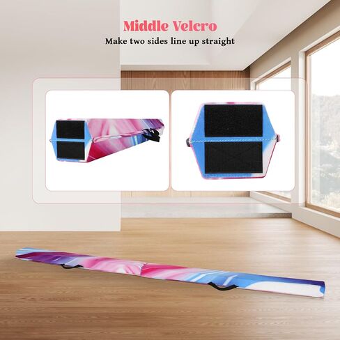FAHKNS 8FT Folding Balance Beam: Gymnastics Floor Beam -Gymnastics Equipment for Kids,Foam core-Anti-Slip Bottom and Carrying Bag for Home in Saudi Arabia