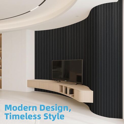 Art3d Acoustic Wood Slat Wall لوحة مع تصميم لفة-95.3 × 23.8 بوصة ألواح امتصاص الصوت لأعمدة غرفة المعيش in Kuwait