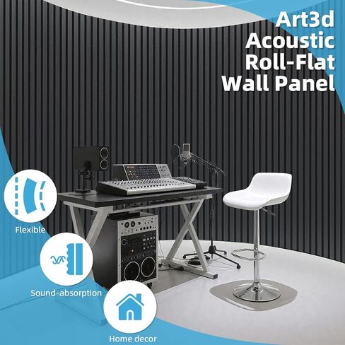 Art3d Acoustic Wood Slat Wall لوحة مع تصميم لفة-95.3 × 23.8 بوصة ألواح امتصاص الصوت لأعمدة غرفة المعيش in Kuwait