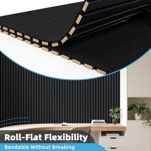 Art3d Acoustic Wood Slat Wall لوحة مع تصميم لفة-95.3 × 23.8 بوصة ألواح امتصاص الصوت لأعمدة غرفة المعيش in Kuwait