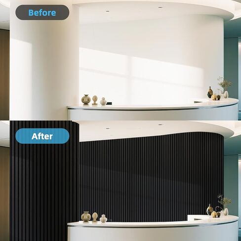 Art3d Acoustic Wood Slat Wall لوحة مع تصميم لفة-95.3 × 23.8 بوصة ألواح امتصاص الصوت لأعمدة غرفة المعيش in Kuwait