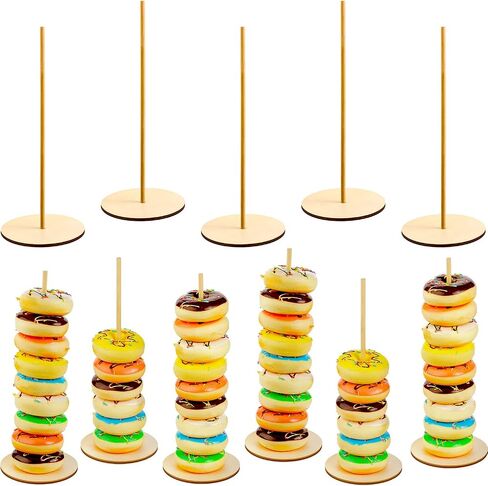 Boao 5 قطع من الخشب Donut Stands Holder Disachable Donut Display Stand for Wedding Birthday Party Supplies (Round Style) in Saudi Arabia