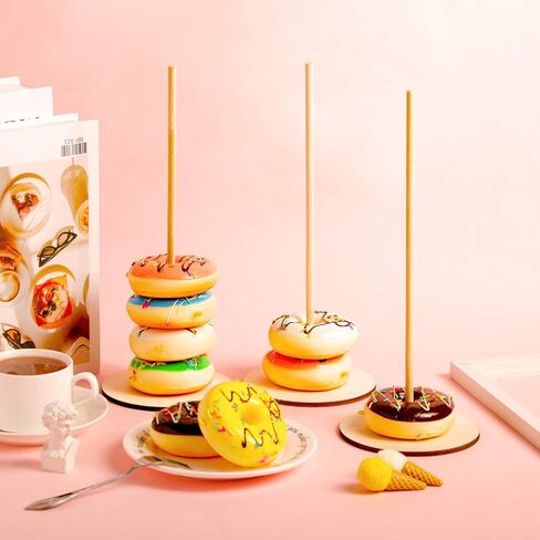 Boao 5 قطع من الخشب Donut Stands Holder Disachable Donut Display Stand for Wedding Birthday Party Supplies (Round Style) in Saudi Arabia