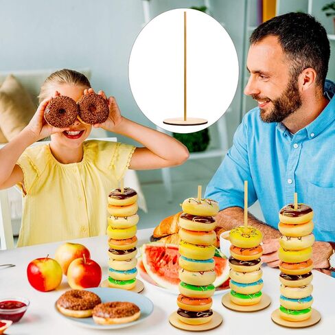Boao 5 قطع من الخشب Donut Stands Holder Disachable Donut Display Stand for Wedding Birthday Party Supplies (Round Style) in Saudi Arabia