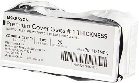 زجاج غطاء مميز McKesson ، سماكة #1 ، زجاج غطاء المجهر ، واضح ، مسبق ، 22 مم × 22 مم ، 1 عدد in Saudi Arabia