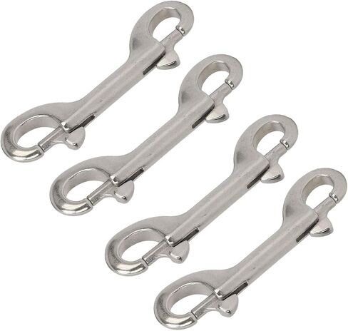 4PCS Marine Grade 316 Stainless Steel Double Ended Snap Hooks B Shape Chain Clip for Yacht Diving Ropes Straps 100mm Length 90kg Capacity (100mm) in Saudi Arabia