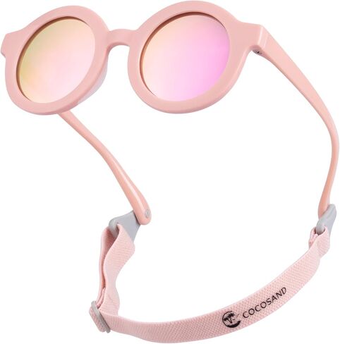 COCOSAND Polarized Baby Sunglasses with Strap & Soft Silicone Nose Pads | Flexible, For 0-24 Months Infant Toddler Girls Boys in Saudi Arabia