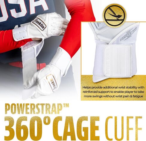 Franklin Sports USA Softball Batting Gloves - Lofinite Poerstrap Fastpitch + Softball Batting Gloves - قفازات متينة الممارسة القفص الكاملة - معصم مقوى in Saudi Arabia