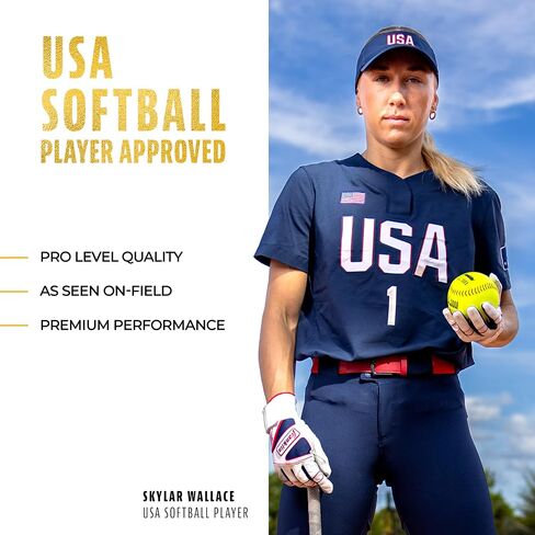 Franklin Sports USA Softball Batting Gloves - Lofinite Poerstrap Fastpitch + Softball Batting Gloves - قفازات متينة الممارسة القفص الكاملة - معصم مقوى in Saudi Arabia